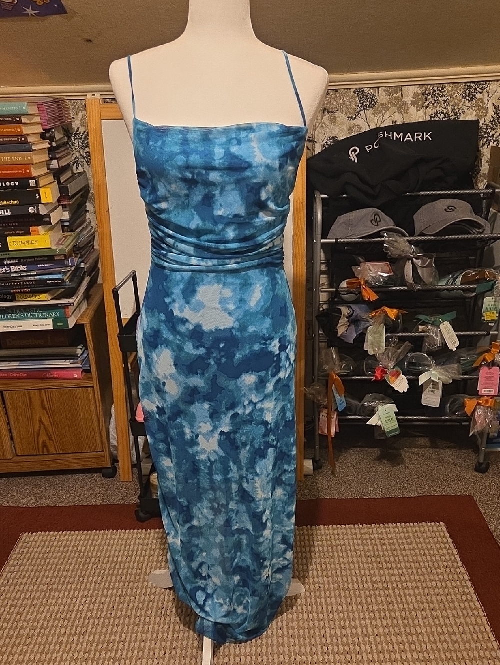 Long Aqua Casual Skin Tight Dress